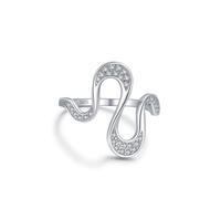 Aotiwe Cubic Zirconia Wedding Bands for Women, Stackable Silver Rings Wavy Ribbon with Round Shape White Cubic Zirconia Sterling Silver Size N 1/2