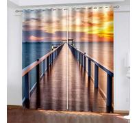 Aotiwe Curtains for Living Room Farmhouse Style, Curtain for Windows Outside Multicolor Bridge To The Sea Polyester 2 Panels 80x90inch