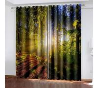 Aotiwe Cute Room Curtains, Fall Curtains Green Trees and Sunshine Landscape Polyester 2 Panels 168x108inch