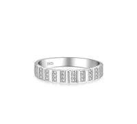 Aotiwe Cz Ring Set, Womens Rings Western Silver Thick Band with Lines with Round Shape White Cubic Zirconia Sterling Silver Size R 1/2