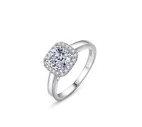 Aotiwe Cz Wedding Ring Set, The Wedding Ring Silver Square Halo with White Cubic Zirconia Sterling Silver Size J 1/2