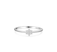 Aotiwe Cz Wedding Rings for Women, Silver Ring Set Six Pointed Star with Round Shape White Cubic Zirconia Sterling Silver Size P 1/2