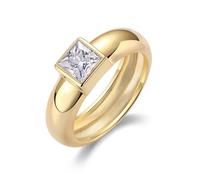 Aotiwe Dainty Gold Rings, The Engagement Ring Polished Ring with 5.5mm Square Moissanite 1ct 14K Yellow Gold Size H 1/2