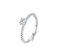 Aotiwe Dainty Silver Ring, Mid Rings for Women Simple Four Prong Solitaire Sterling Silver Size P 1/2