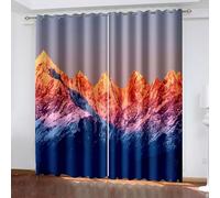 Aotiwe Dining Room Curtains Summer, Curtain Boho Grey Orange Blue Sunset Snow Mountain Landscape Polyester 2 Panels 80x84inch