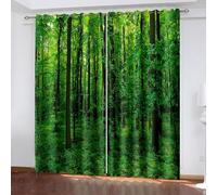 Aotiwe Fall Curtains for Living Room, Curtain Sets Green Trees Scenery Polyester 2 Panels 68x72inch