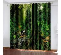 Aotiwe Fall Curtains for Living Room, Curtains for Living Room Green Trees and Streams Scenery Polyester 2 Panels 104x84inch