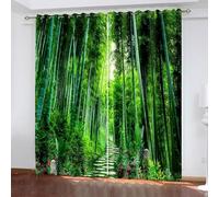 Aotiwe Fall Curtains for Living Room, Western Curtains Black Out Green Tree and Path Scenery Polyester 2 Panels 68x63inch