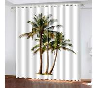 Aotiwe Farmhouse Curtains Bedroom, Unique Dining Room Curtains Green Brown Coconut Trees Landscape Polyester 2 Panels 104x84inch