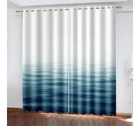 Aotiwe Farmhouse Curtains Darkening, Black Out Curtains White Blue Sea Landscape Polyester 2 Panels 184x90inch
