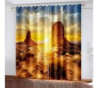 Aotiwe Front Door Window Curtain, Kitchen Window Curtains Vintage Yellow Brown Desert and Sunset Landscape Polyester 2 Panels 104x108inch