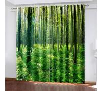 Aotiwe Green Curtains Bedroom, Fall Curtains Trees and Sunshine Landscape Polyester 2 Panels 192x108inch