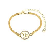 Aotiwe Jewelry Ankle Bracelets for Women, Boho Anklet Stack Gold Capricorn with Cubic Zirconia