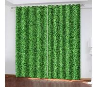 Aotiwe Kitchen Curtain Door, Bedroom Blackout Curtains Green Leaf Landscape Polyester 2 Panels 168x96inch