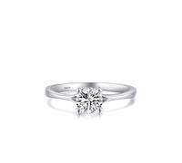 Aotiwe Ladies Wedding Band, Sterling Silver Ring Silver Simple Four Prong Solitaire Size P 1/2