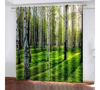 Aotiwe Light Blackout Curtains, Cute Room Curtains Dark Grey Green Lawn and forest Landscape Polyester 2 Panels 84x72inch