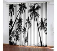 Aotiwe Living Room Curtains Set, Window Curtain Grey Palm Trees Landscape Polyester 2 Panels 108x72inch