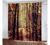 Aotiwe Living Room Drapes Brown, Fall Curtains Trees Scenery Polyester 2 Panels 84x54inch
