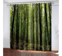 Aotiwe Long Blackout Curtains, Western Curtains for Kitchen Green forest Polyester 2 Panels 168x84inch