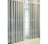 Aotiwe Long Kitchen Curtains, Grey Blackout Curtains Lace Embroidery Double Layer Polyester 2 Panels 52W x 54L inch