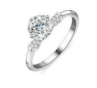 Aotiwe Love Friendship Ring, Silver Engagement Ring Set with 0.5ct Lab Created Diamond 9K White Gold Size H 1/2