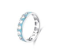 Aotiwe Marriage Ring, Wedding Bands for Her Sterling Silver Silver Blue Blue Drip Crown Size P 1/2