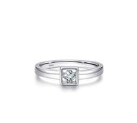 Aotiwe Married Ring, Cute Rings for Women Silver Hollow Square with Solitaire Sterling Silver Size L 1/2