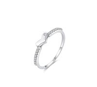 Aotiwe Middle Finger Rings for Women, Women Ring Silver Love Heart with Round Shape White Cubic Zirconia Sterling Silver Size P 1/2