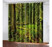Aotiwe Modern Curtain, Fall Curtains Green Trees Scenery Polyester 2 Panels 80x63inch for Living Room Kitchen