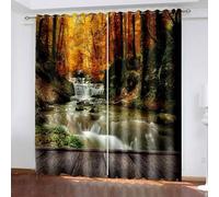 Aotiwe Modern Curtains for Kitchen, Curtains for Bedroom Vintage Multicolor Mountain Streams Natural Scenery Polyester 2 Panels 104x108inch