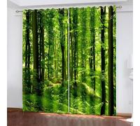 Aotiwe Modern Living Room Curtains, Curtain Panels for Living Room Green Brown Trees Scenery Polyester 2 Panels 104x84inch