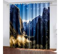 Aotiwe Room Curtains for Bedroom for Women, Curtains for Living Room Vintage Grey Blue Green Mountain forest Landscape Polyester 2 Panels 84x54inch