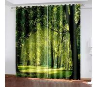 Aotiwe Room Curtains Men, Fall Curtains Green Trees and Sunshine Landscape Polyester 2 Panels 120x96inch