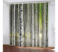Aotiwe Room Darkening Curtains Boho, Room Darkening Curtains Vintage Grey White Trees Scenery Polyester 2 Panels 76x54inch