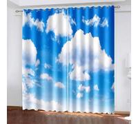 Aotiwe Rustic Farmhouse Curtains, Window Curtain Accessories Blue White Sky and Clouds Polyester 2 Panels 168x72inch