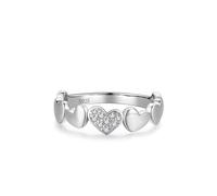 Aotiwe S925 Sterling Silver Rings, Middle Finger Ring Silver Heart Band with Round Shape White Cubic Zirconia Size N 1/2