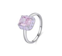 Aotiwe Silver Engagement Ring, Set Wedding Ring Purple Drip Tape with Pink Solitaire Sterling Silver Size P 1/2