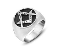 Aotiwe Silver Mens Rings, Stacking Ring Vintage Punk Masonic Married Ring Stainless Steel Size X 1/2