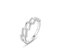 Aotiwe Silver Ring Set Vintage, Vintage Ring Hollow Square with Round Shape White Cubic Zirconia Sterling Silver Size R 1/2