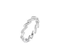 Aotiwe Silver Rings for Women Engagement, Wedding Bands for Women Geometric Strip Micro Paved with Round Shape White Cubic Zirconia Sterling Silver Size R 1/2