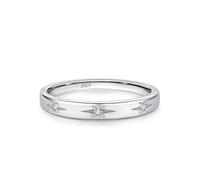 Aotiwe Silver Rings for Women, The Engagement Ring Six Pointed Star with Round Shape White Cubic Zirconia Sterling Silver Size L 1/2