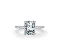 Aotiwe Silver Rings Unique, Bridal Wedding Rings Eternity with Rectangular Four Prong Solitaire Sterling Silver Size J 1/2
