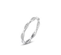 Aotiwe Silver Wedding Bands, Ladies Ring DNA Shape with Round Shape White Cubic Zirconia Sterling Silver Size N 1/2