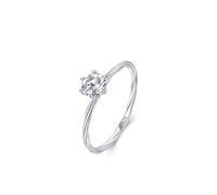 Aotiwe Sterling Silver Eternity Ring, Matching Wedding Rings Silver with Six Prong Solitaire Size J 1/2