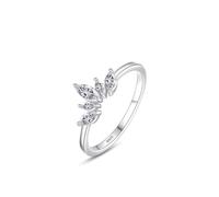 Aotiwe Sterling Silver Rings, Her Wedding Band Silver Crown with Marquise Shape White Cubic Zirconia Size L 1/2