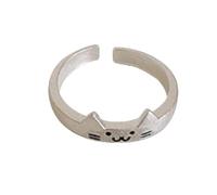 Aotiwe Sterling Silver Rings Women, Mens Ring Silver Cat Dog for Couple with Round Shape Cubic Zirconia Adjustable