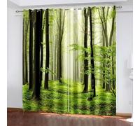 Aotiwe Tier Curtains Blackout, Black Out Curtains Modern Green Brown Psychedelic Trees Polyester 2 Panels 120x90inch