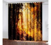 Aotiwe Unique Blackout Curtains for Living Room, Dark Out Curtains Black Orange Tree and Path Polyester 2 Panels 184x90inch