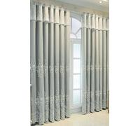 Aotiwe Vintage Curtains Drapes, Boho Curtains Blackout Grey Lace Embroidery Double Layer Polyester 2 Panels 34W x 54L inch
