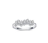 Aotiwe Wedding Band for Women, The Wedding Band Silver Irregular Square with Rectangular Shape White Cubic Zirconia Sterling Silver Size N 1/2